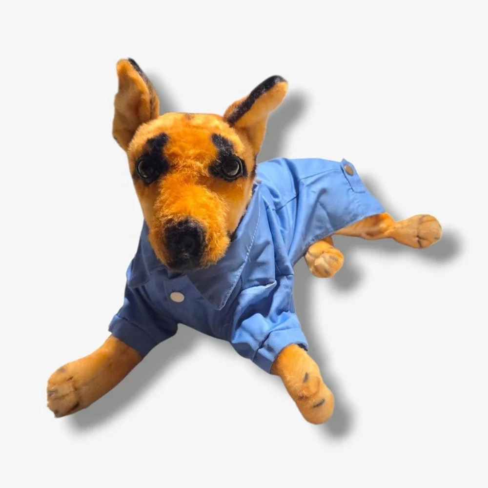Liang Chong Blue‎ Canvas Dog Jacket with D-Ring and Snap Buttons Size